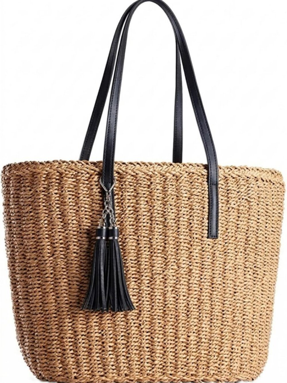 Handmade Woven Straw Tote Bag for Women | Summer Travel Shoulder Handbag M Size